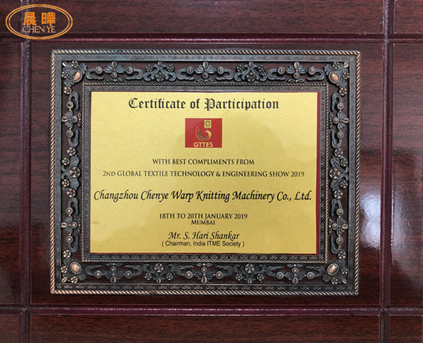 CHINA Changzhou Chenye Warp Knitting Machinery Co., Ltd. certificaciones
